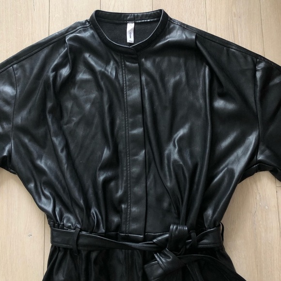 Mango MNG Play Suit Leather Tie Waist Jumpsuit in Black size L - Picture 8 of 16